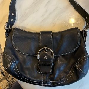 Vintage Coach Black Soho Buckle Flap Leather Shoulder Bag